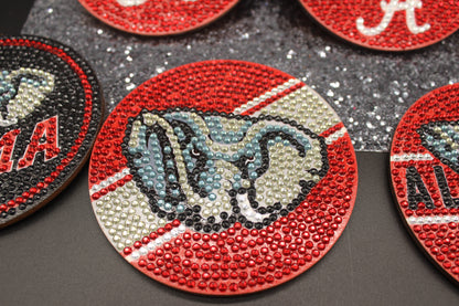 NCAA SEC Alabama Crimson Tide Diamond Art Coaster Set (6)Pieces and Wire Stand