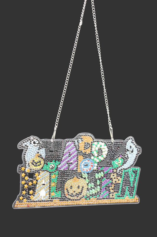 Decorative necklace with a colorful pendant on a dark background