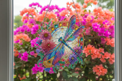 Multi Colored Hanging Diamond Art Dragonfly Pendant