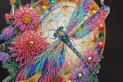 Multi Colored Hanging Diamond Art Dragonfly Pendant