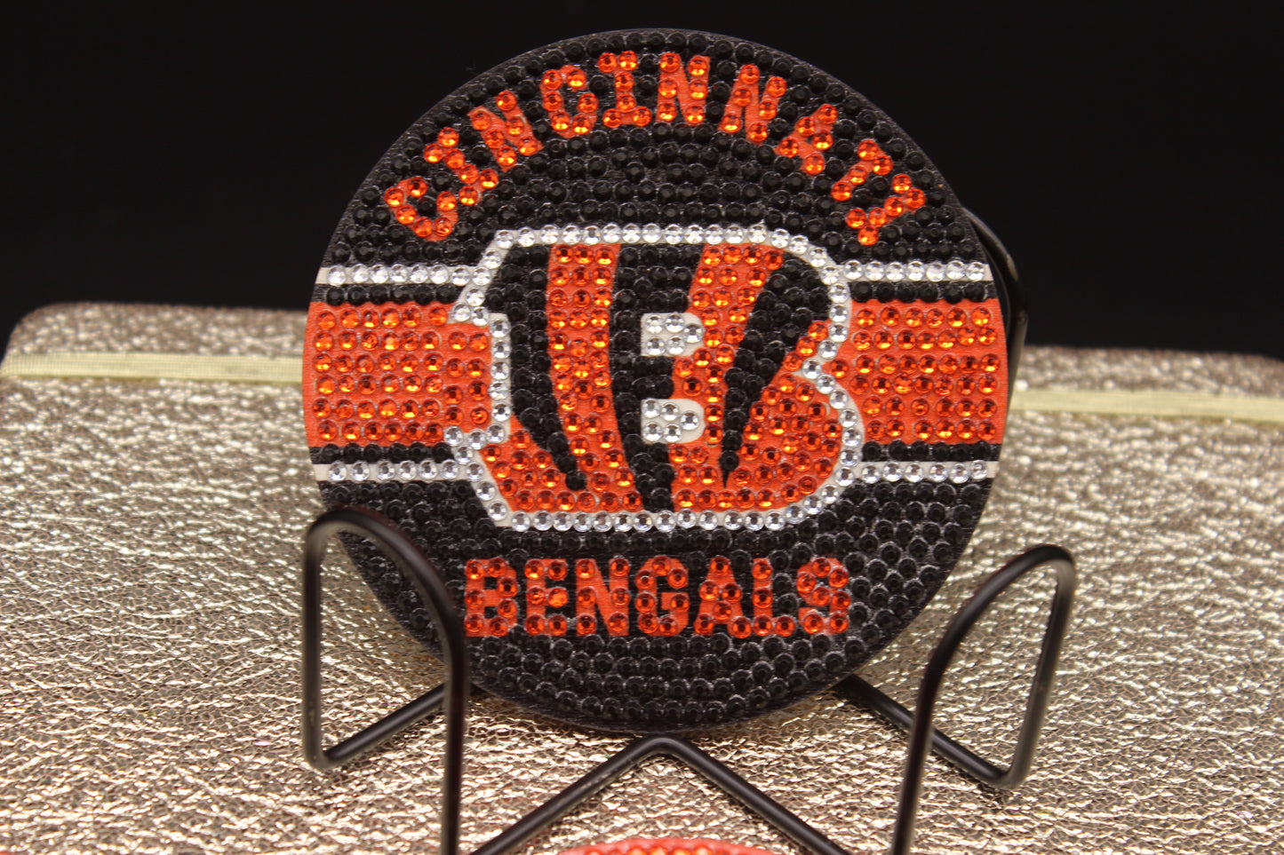 NFL AFC Cincinnati Bengals Diamond Art Coaster Set (8) Pieces and Wire Stand