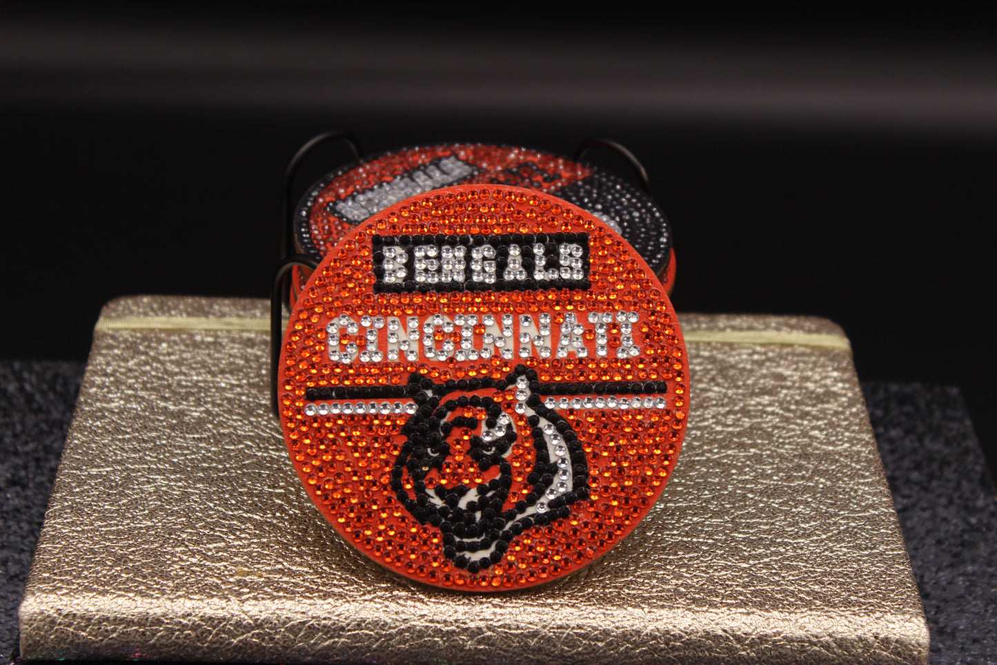 NFL AFC Cincinnati Bengals Diamond Art Coaster Set (8) Pieces and Wire Stand