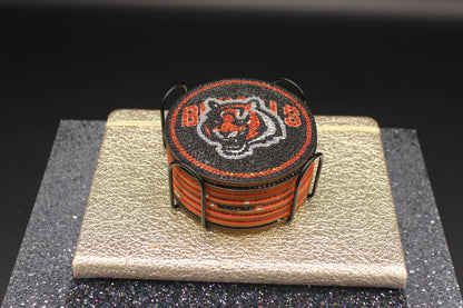 NFL AFC Cincinnati Bengals Diamond Art Coaster Set (8) Pieces and Wire Stand