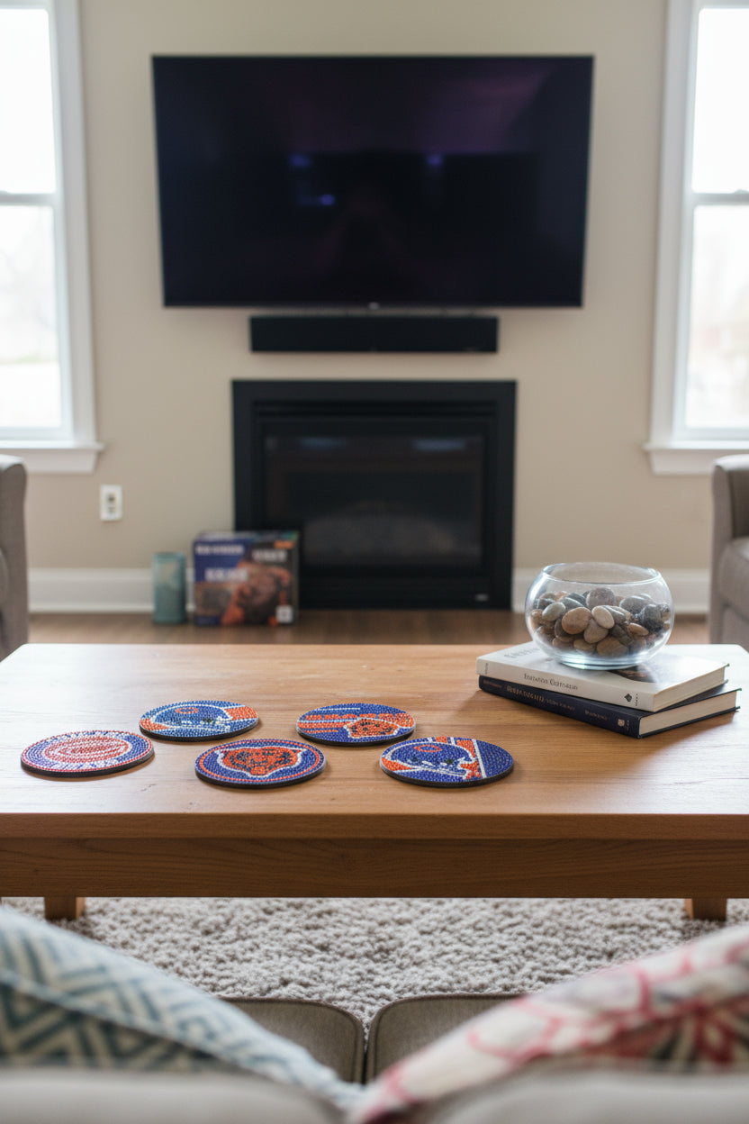 NFL NFC Chicago Bears Diamond Art Coaster Set (6) Pieces and Wire Stand