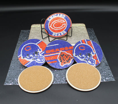 NFL NFC Chicago Bears Diamond Art Coaster Set (6) Pieces and Wire Stand
