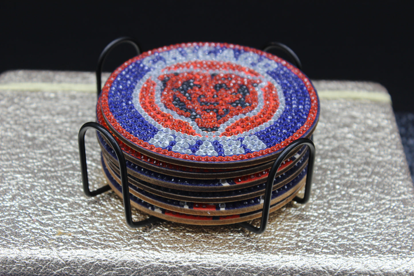NFL NFC Chicago Bears Diamond Art Coaster Set (6) Pieces and Wire Stand