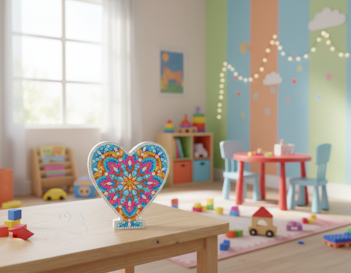 Wooden Craft Gem Diamond Art Heart