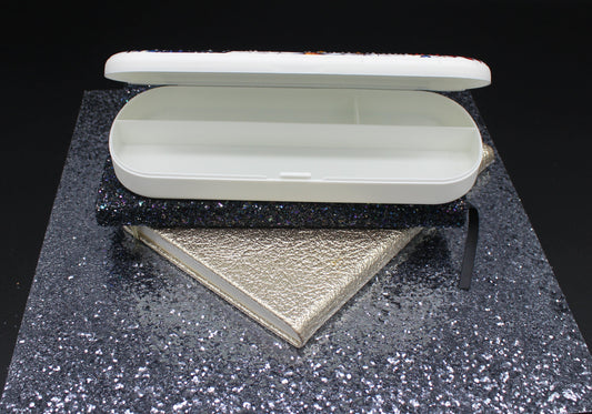 Diamond Art Red White and Blue Flower and Butterfly Pen and Pencil Holder