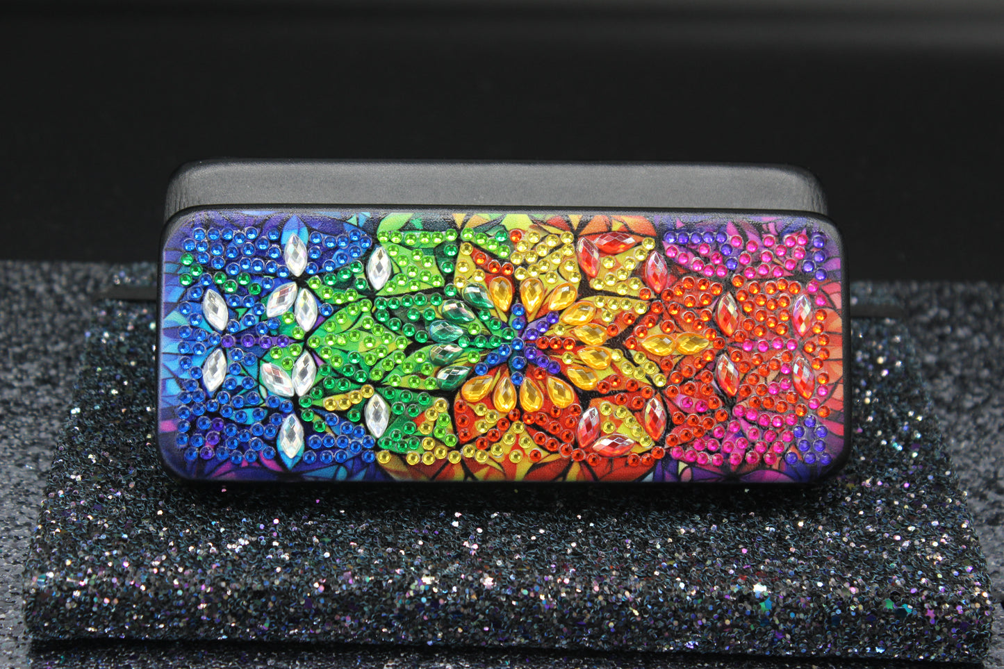 Flower Mosaic Diamond Art EyeGlass Case with Multicolor Flowers