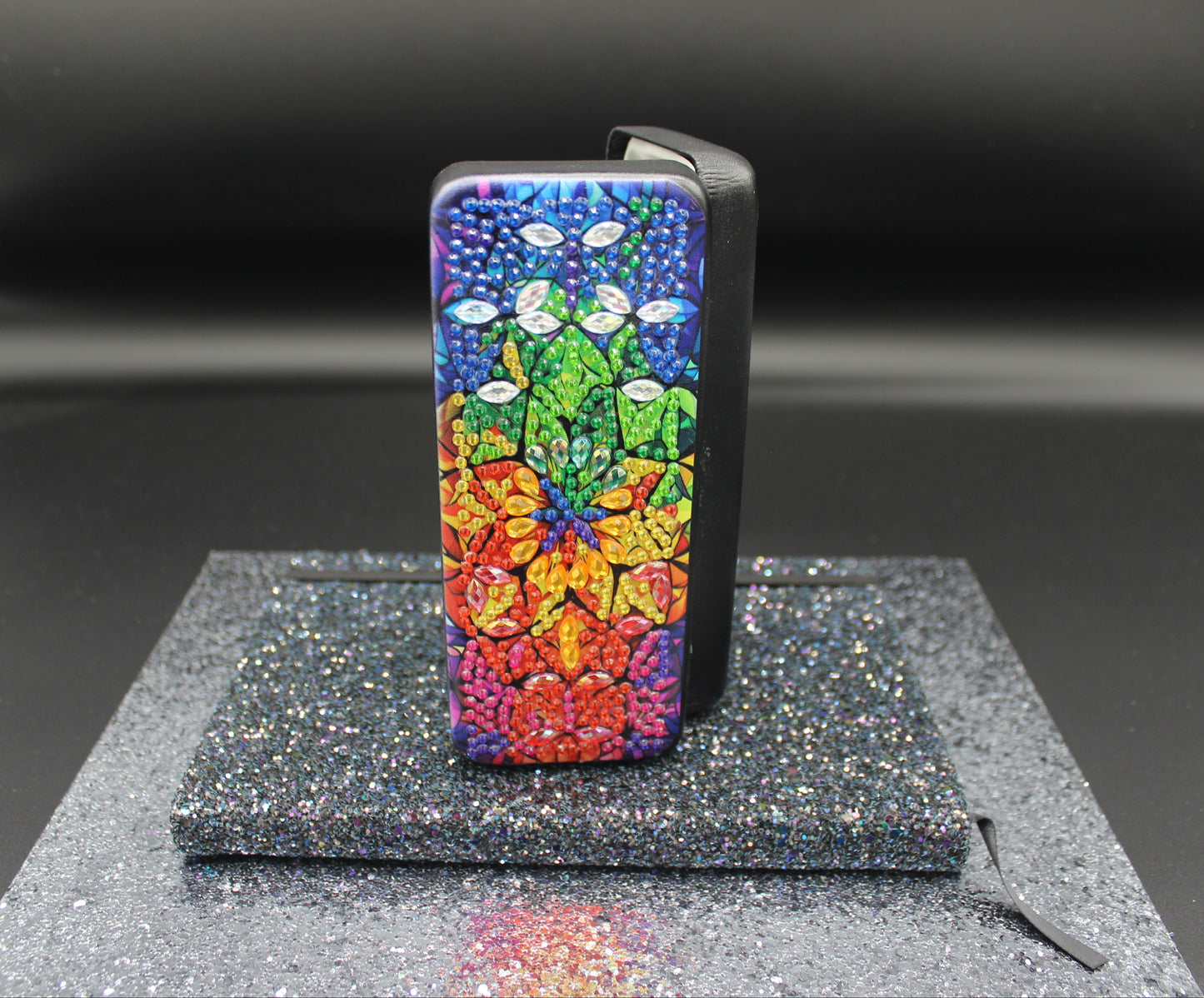 Flower Mosaic Diamond Art EyeGlass Case with Multicolor Flowers