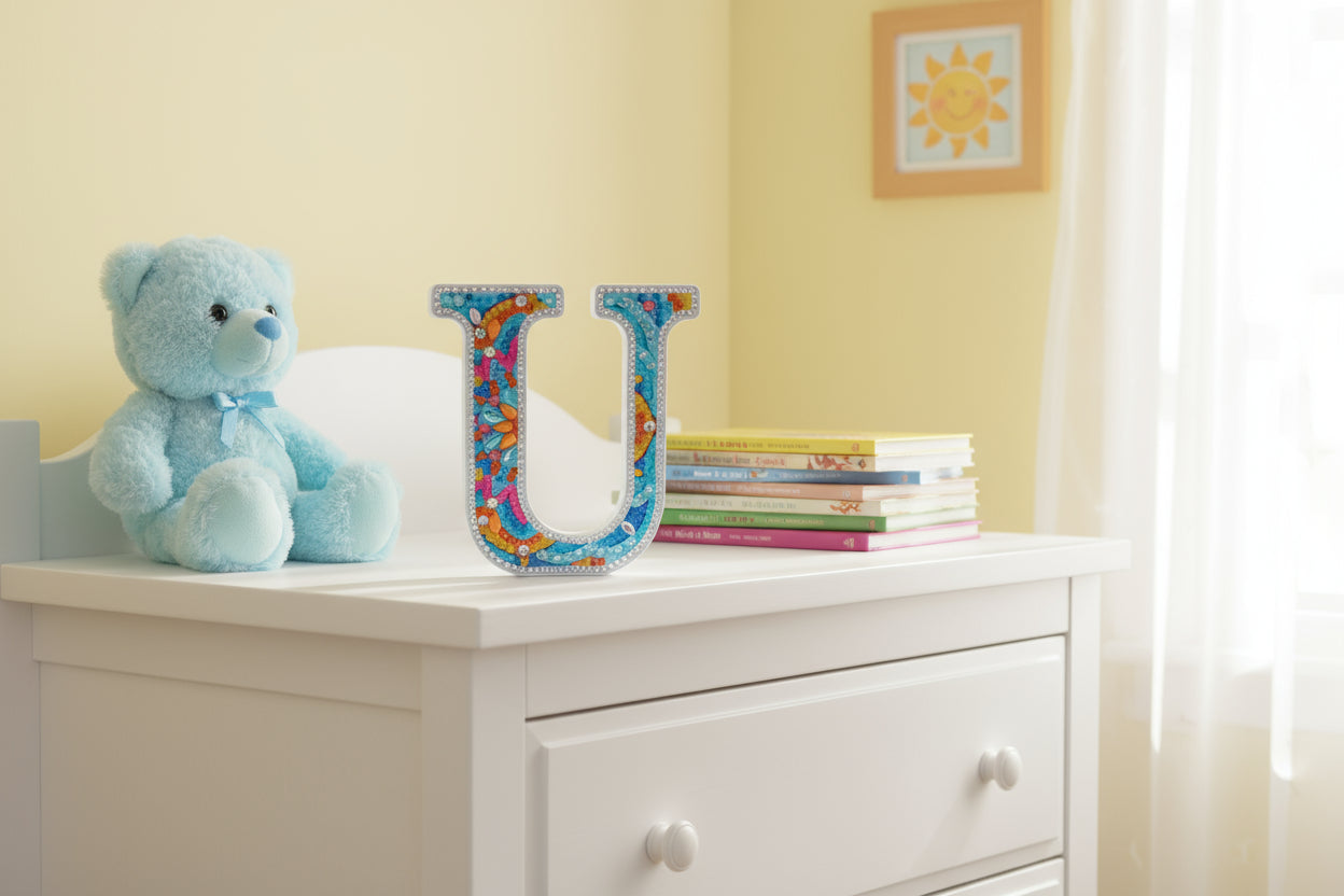 Wooden Craft Gem Diamond Art Letter U