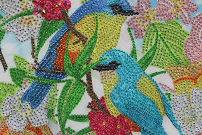 Canvas Bag with Colorful Birds with Trees and Flowers