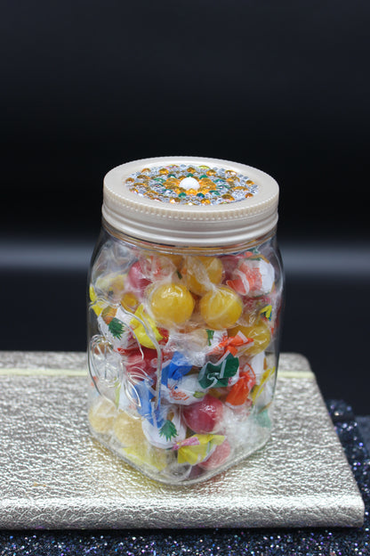 Diamond Art Custom Design Plastic Mason Jar with Custom Design Yellow, White, Clear Custom Lid