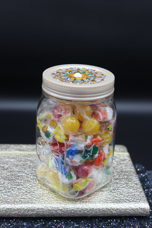 Diamond Art Custom Design Plastic Mason Jar with Custom Design Yellow, White, Clear Custom Lid