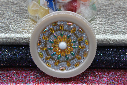 Diamond Art Custom Design Plastic Mason Jar with Custom Design Yellow, White, Clear Custom Lid