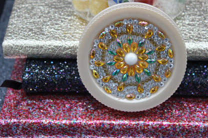 Diamond Art Custom Design Plastic Mason Jar with Custom Design Yellow, White, Clear Custom Lid