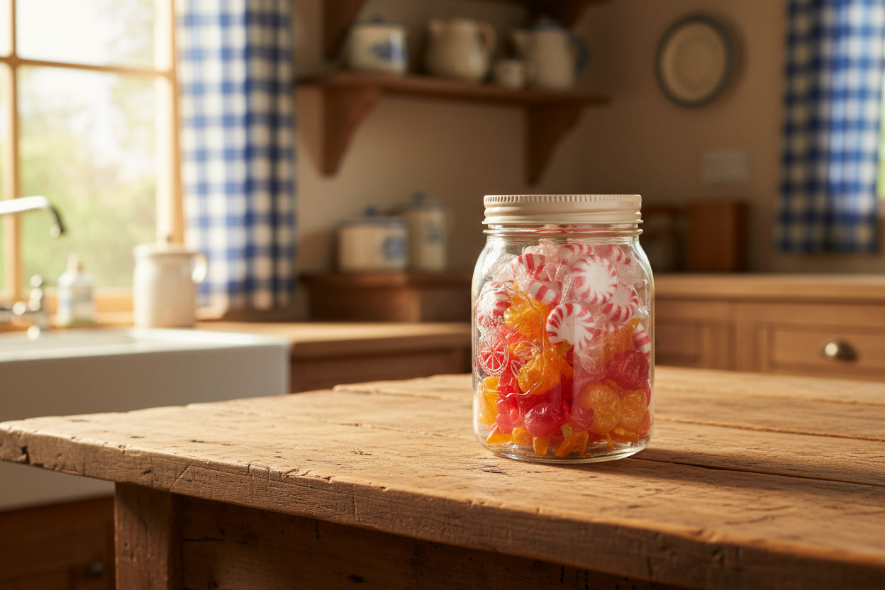 Diamond Art Custom Design Plastic Mason Jar with Custom Design Gold Lid with Gold, Yellow and Orange Gems