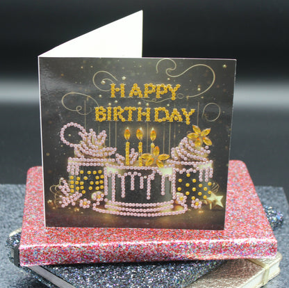 Diamond Art Card with Three Little Happy Birthday Cakes