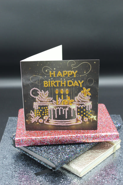 Diamond Art Card with Three Little Happy Birthday Cakes