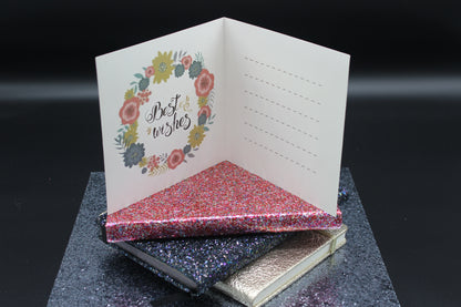 Diamond Art Card with Happy Birthday Heart and Flowers