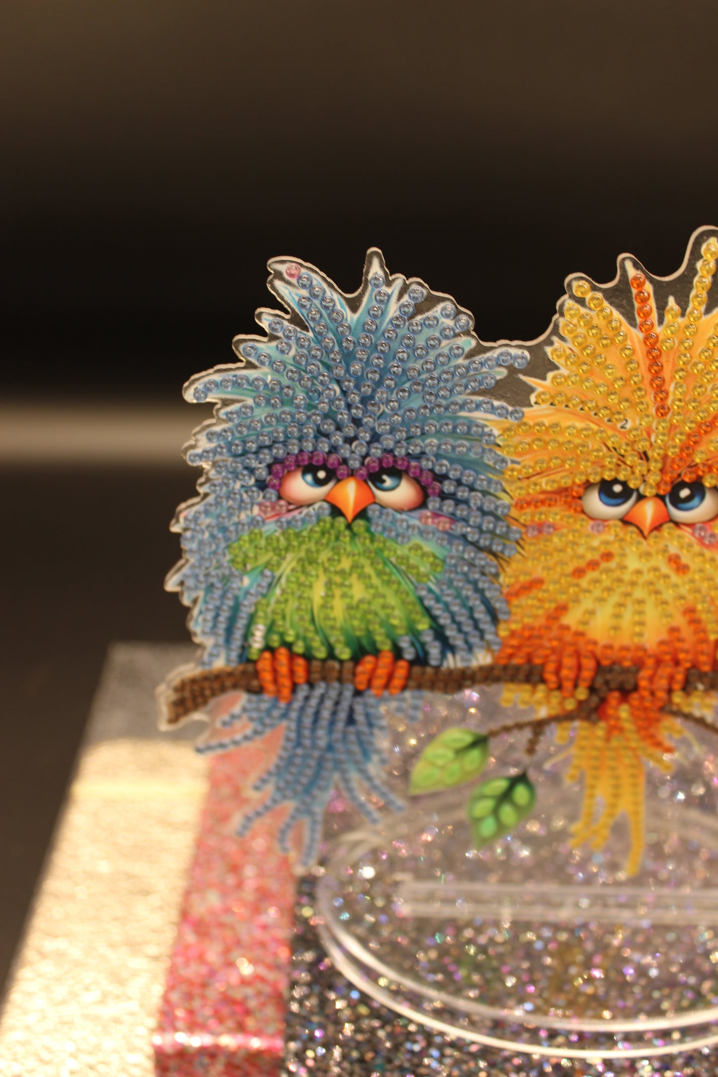 Three Colorful Dammit Birds with Crazy Faces TableTop Diamond Art