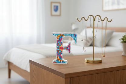 Wooden Craft Gem 5D Diamond Art Letter F