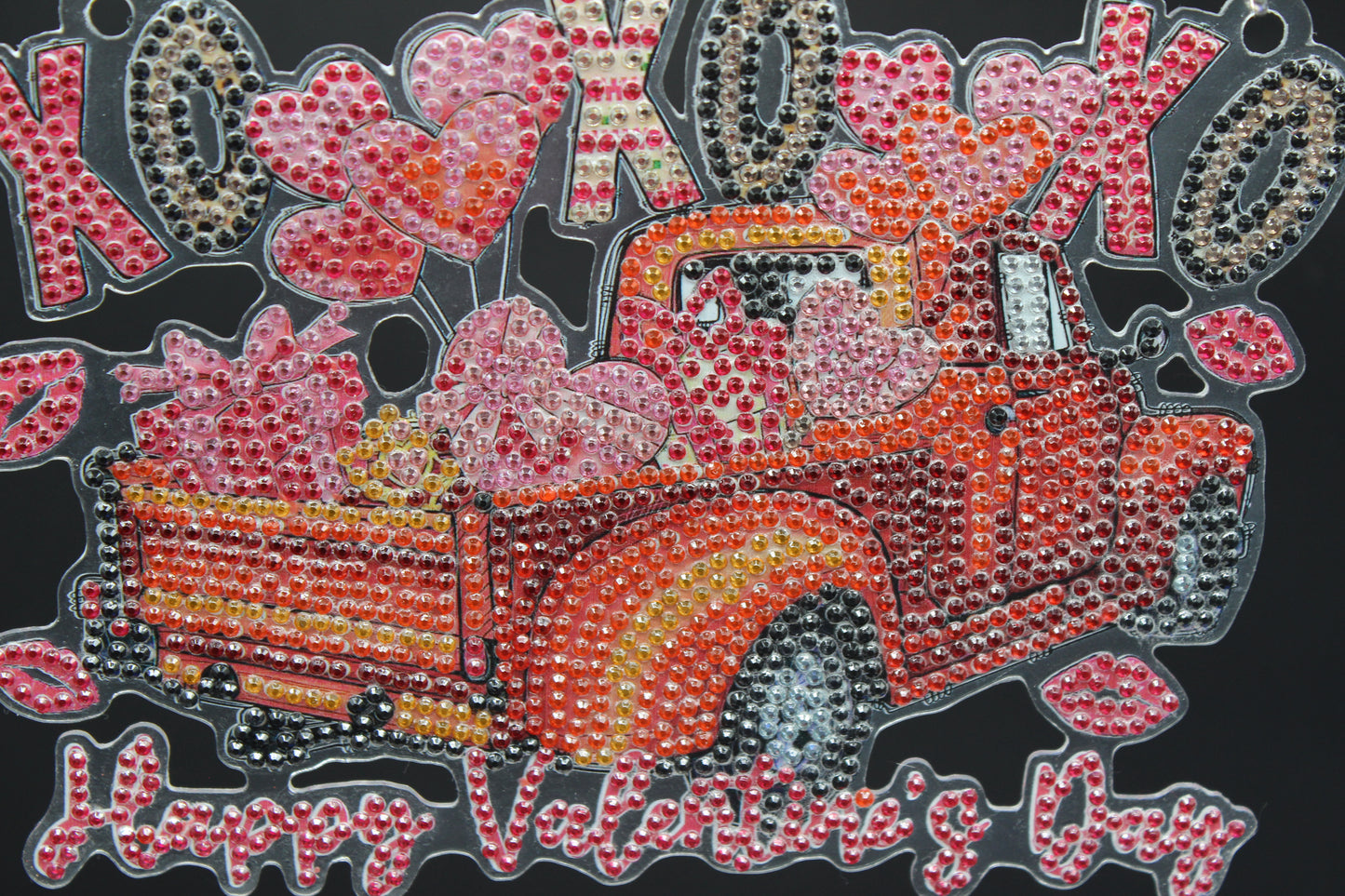 Hanging Diamond Art Suncatcher with Happy Valentines in a Love Truck