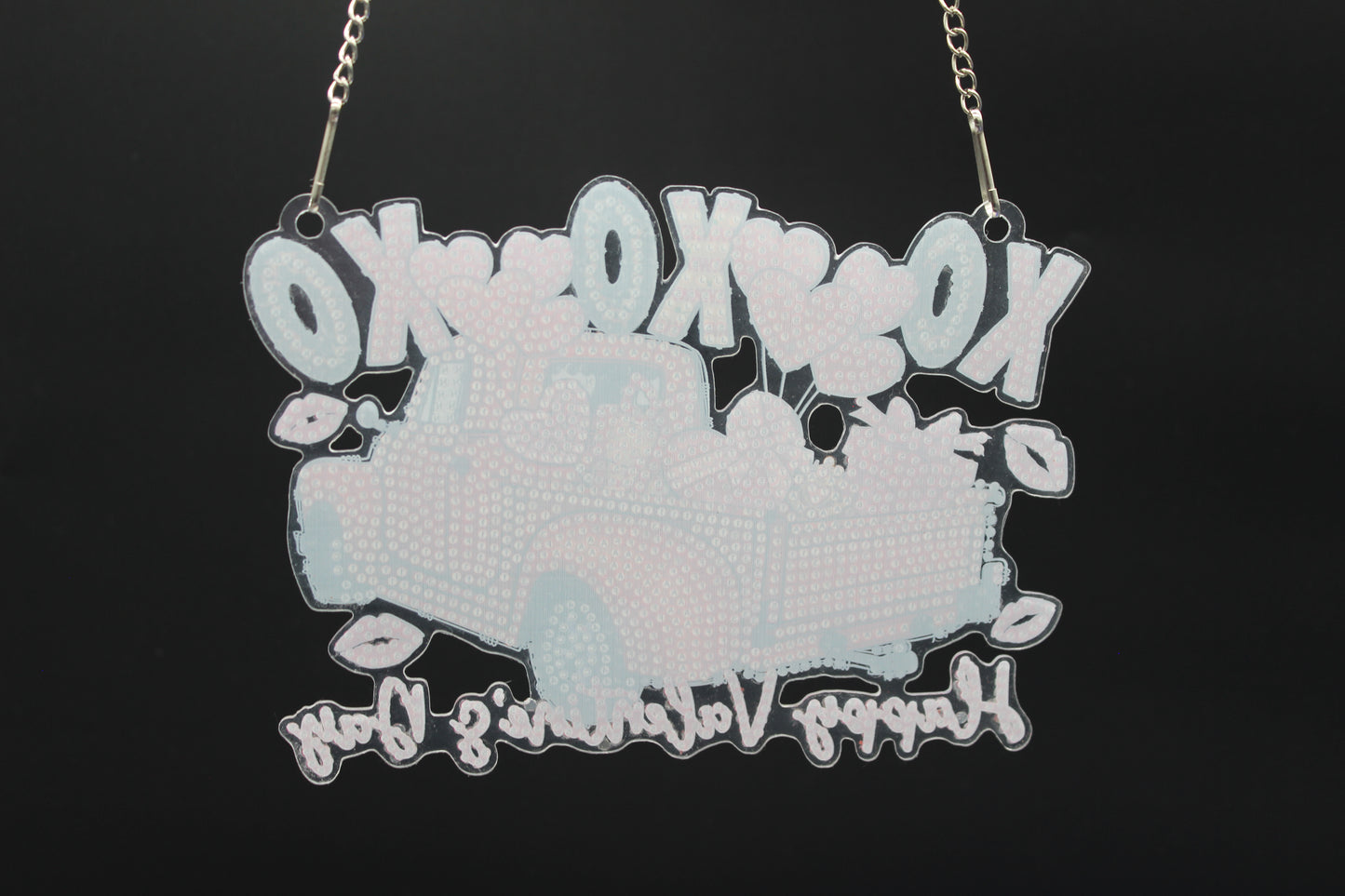 Hanging Diamond Art Suncatcher with Happy Valentines in a Love Truck