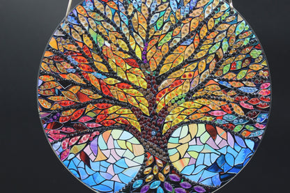 Beautifully Colored Hanging Diamond Art Tree of Life Pendant (Solid)