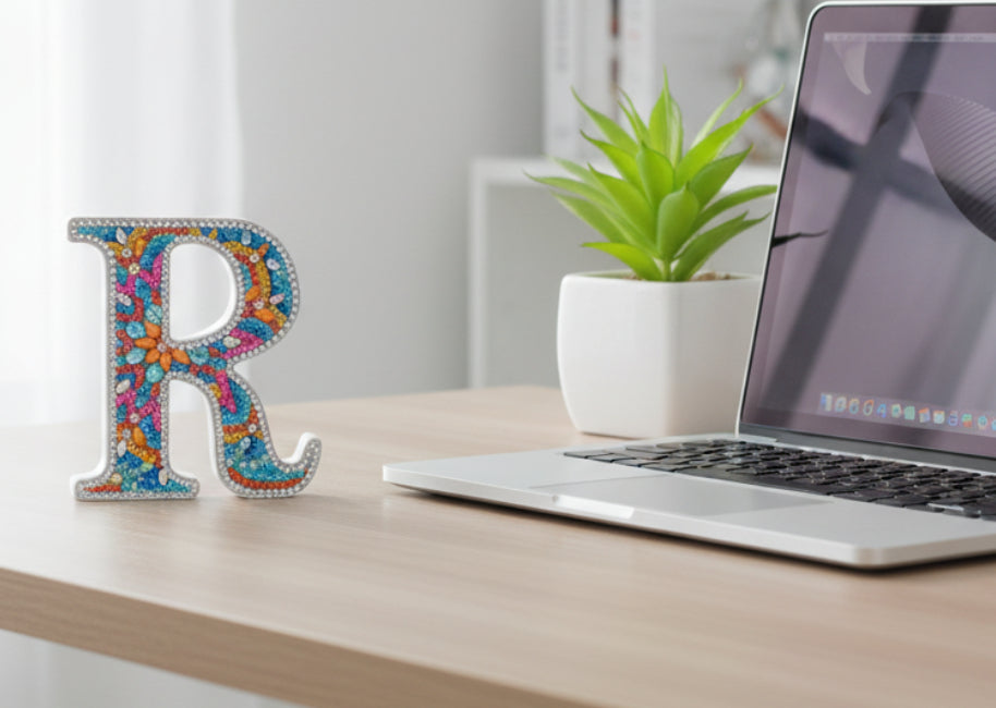 Wooden Craft Gem 5D Diamond Art Letter R