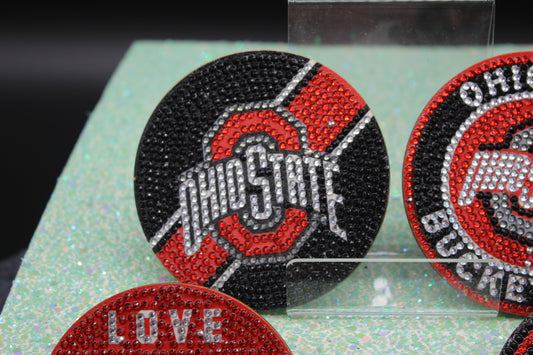 NCAA BIG10 Ohio State Buckeyes Diamond Art Coaster Set (8) Pieces and Wire Stand