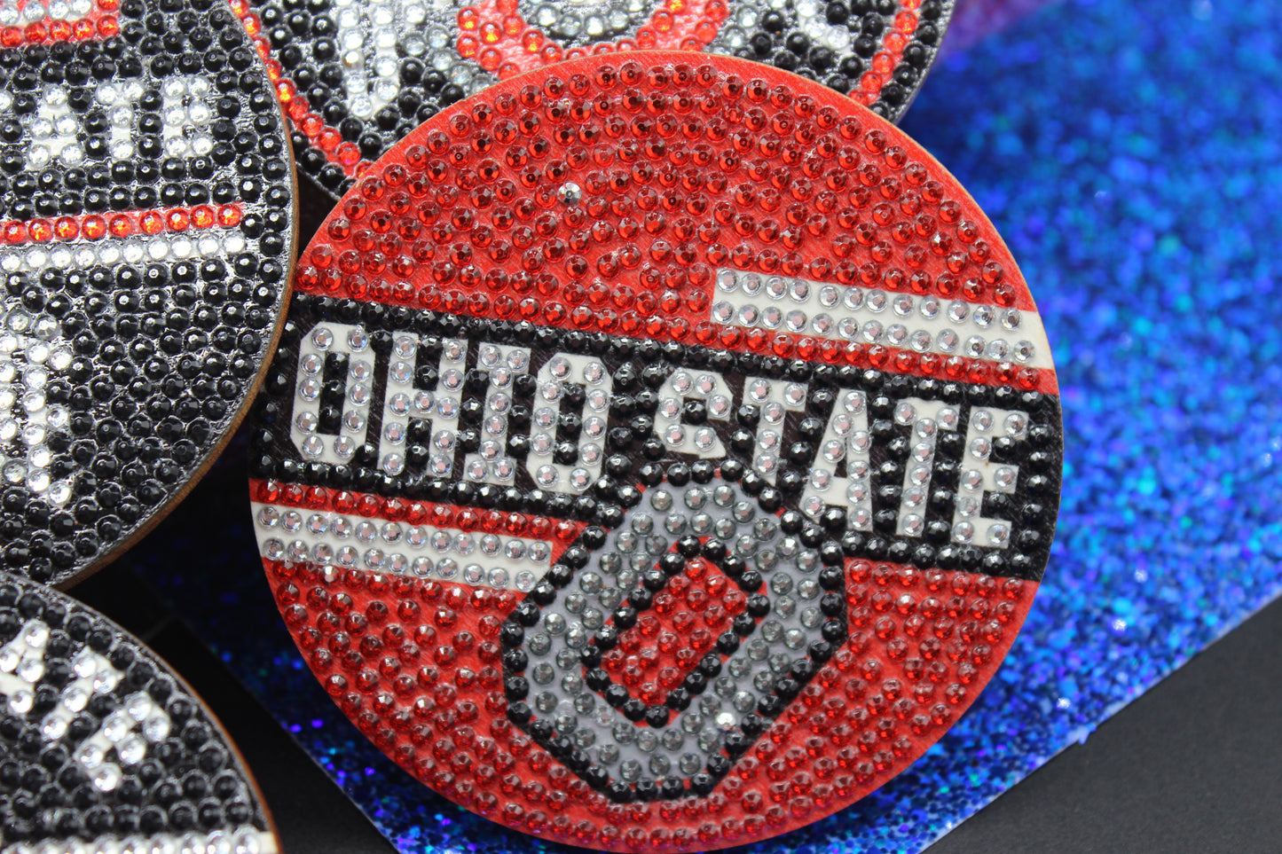 NCAA BIG10 Ohio State Buckeyes Diamond Art Coaster Set (8) Pieces and Wire Stand