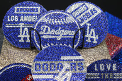 MLB National League World Champion LA Dodgers Diamond Art Coaster Set (8) Pieces and Wire Stand