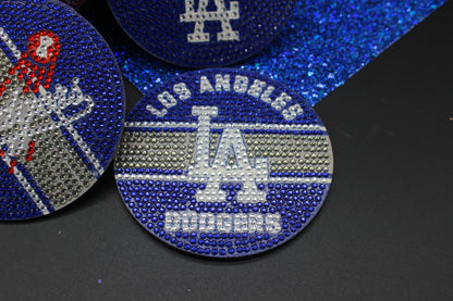 MLB National League World Champion LA Dodgers Diamond Art Coaster Set (8) Pieces and Wire Stand
