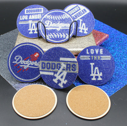 MLB National League World Champion LA Dodgers Diamond Art Coaster Set (8) Pieces and Wire Stand