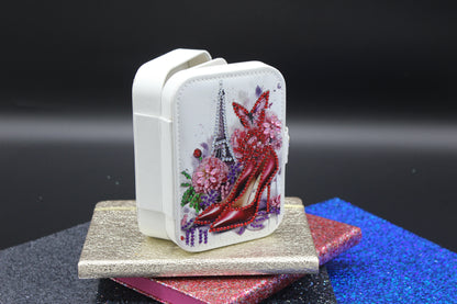 Portable Diamond Art Jewelry Storage Box with the EIFFel Tower and a set of Cute Red Heels