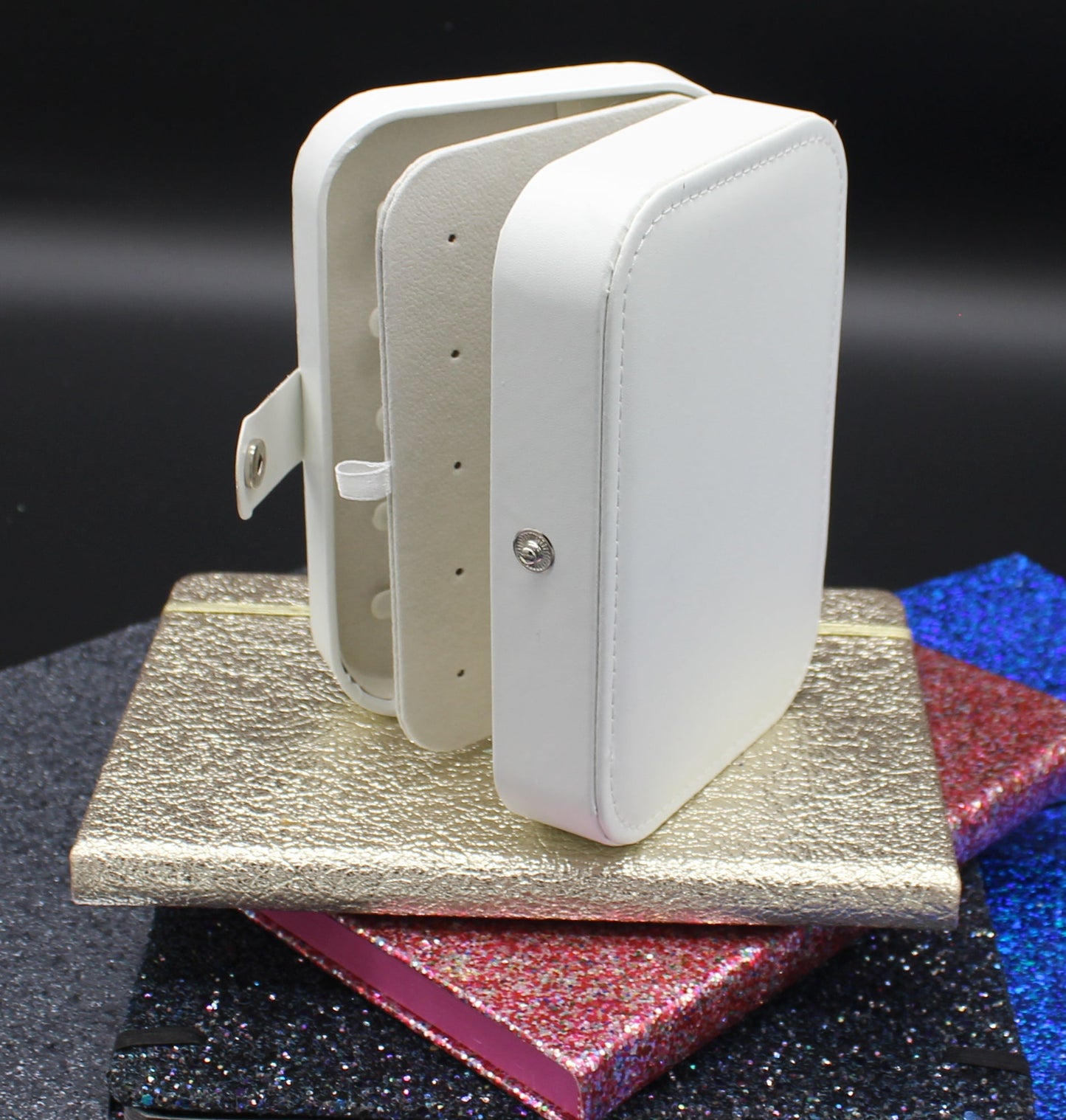 Portable Diamond Art Jewelry Storage Box with a serene coastal scene with vibrant sunset hues