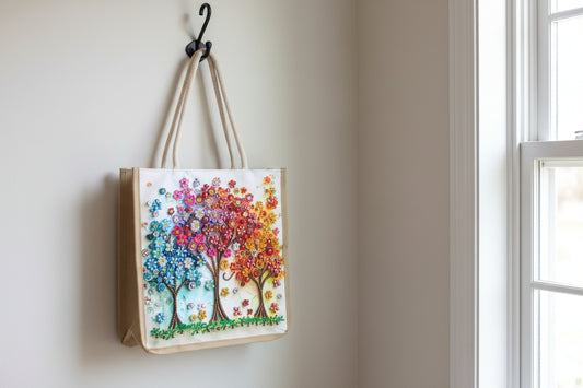 Canvas Bag with Vibrant Multi Color Flowers