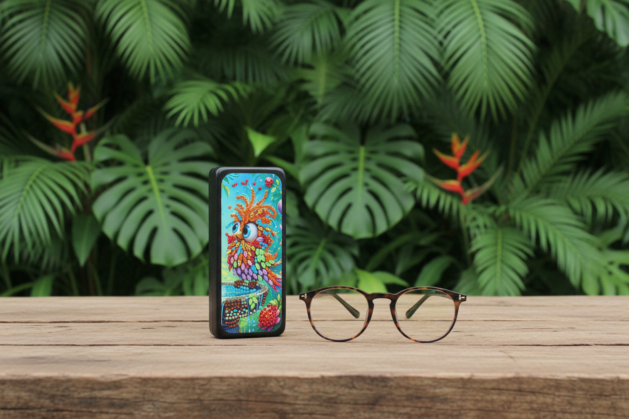 Colorful Dammit Bird Diamond Art EyeGlass Case