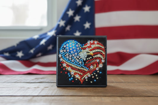 Diamond Art Paper Notepad Holder with Red White and Blue Eagle