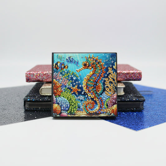 Diamond Art Paper Notepad Holder with Colorful Seahorse