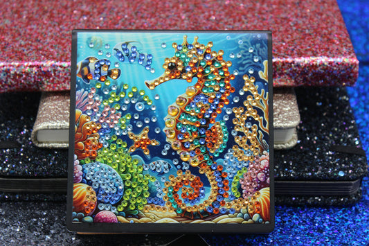 Diamond Art Paper Notepad Holder with Colorful Seahorse