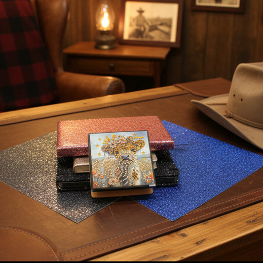 Diamond Art Paper Notepad Holder with Small Brown Miniature Cow