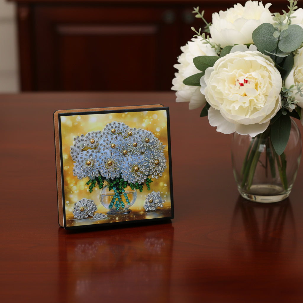 Diamond Art Paper Notepad Holder with Bouquet of Beautiful Flowers