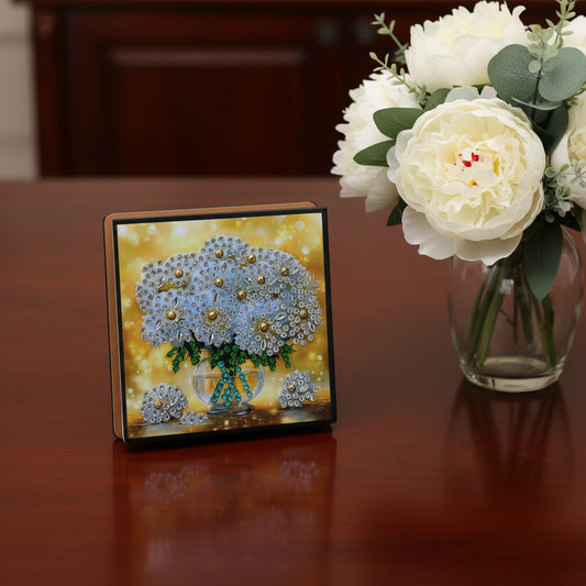 Diamond Art Paper Notepad Holder with Bouquet of Beautiful Flowers