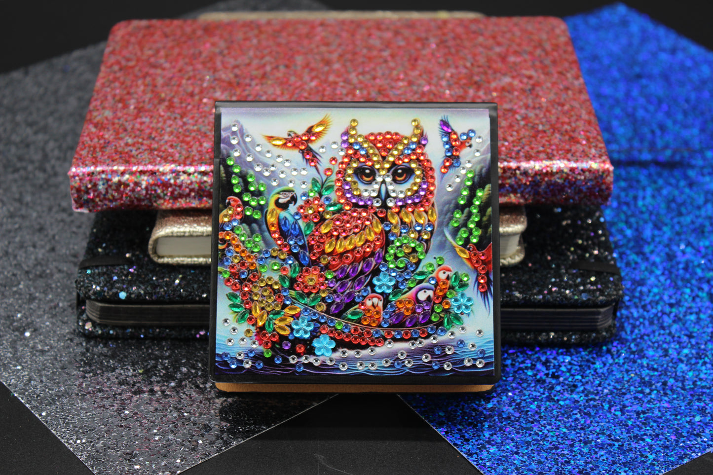 Diamond Art Paper Notepad Holder with Multicolored Owl