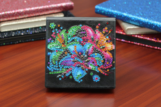 Diamond Art Paper Notepad Holder with Multicolored Flower