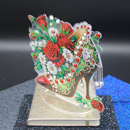 Beautiful High Heel Shoe surrounded by multi Facet Gems TableTop Diamond Art