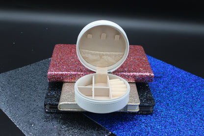 Diamond Art Round Jewelry Holder with a High Heel Shoe on it