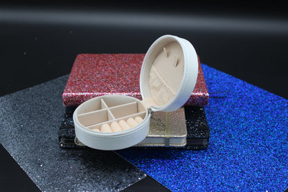 Diamond Art Round Jewelry Holder with a High Heel Shoe on it
